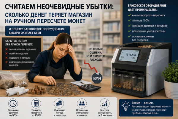 Считаем неочевидные убытки: сколько денег теряет магазин на ручном пересчете монет
